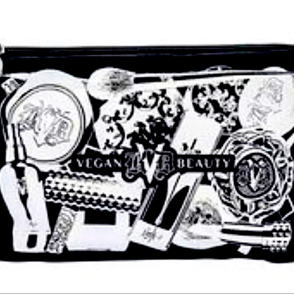 Kat Von D Icons Canvas Makeup Bag Black & White New